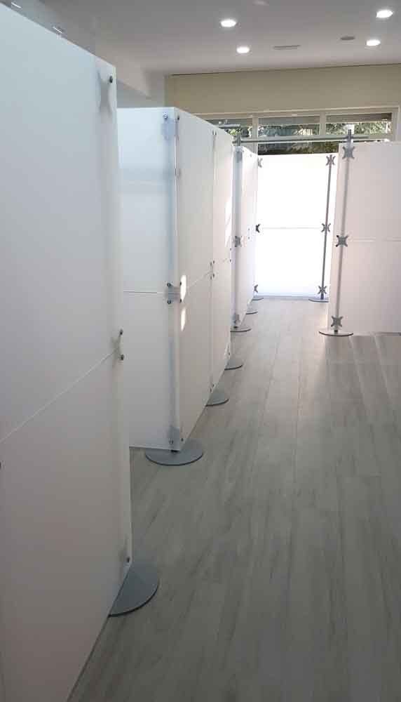 pareti divisorie lineari box cabina bianco