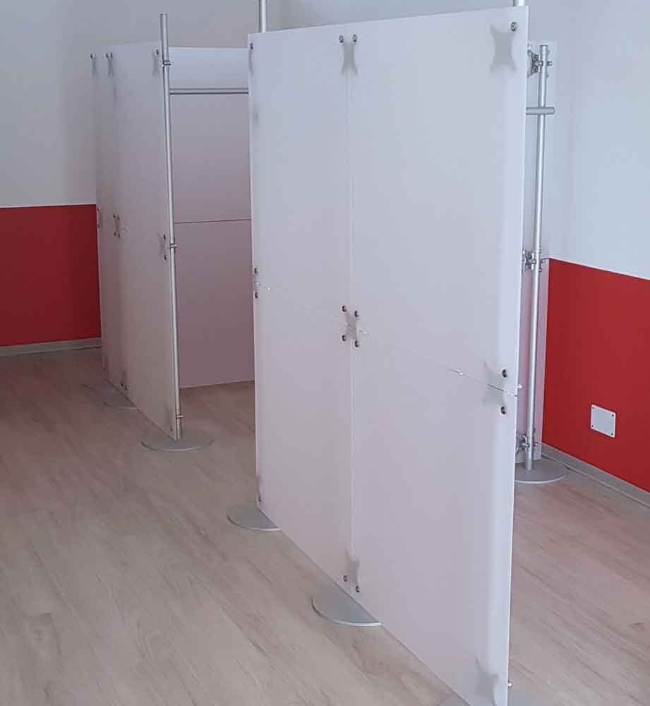 pareti divisorie lineari box cabina bianco