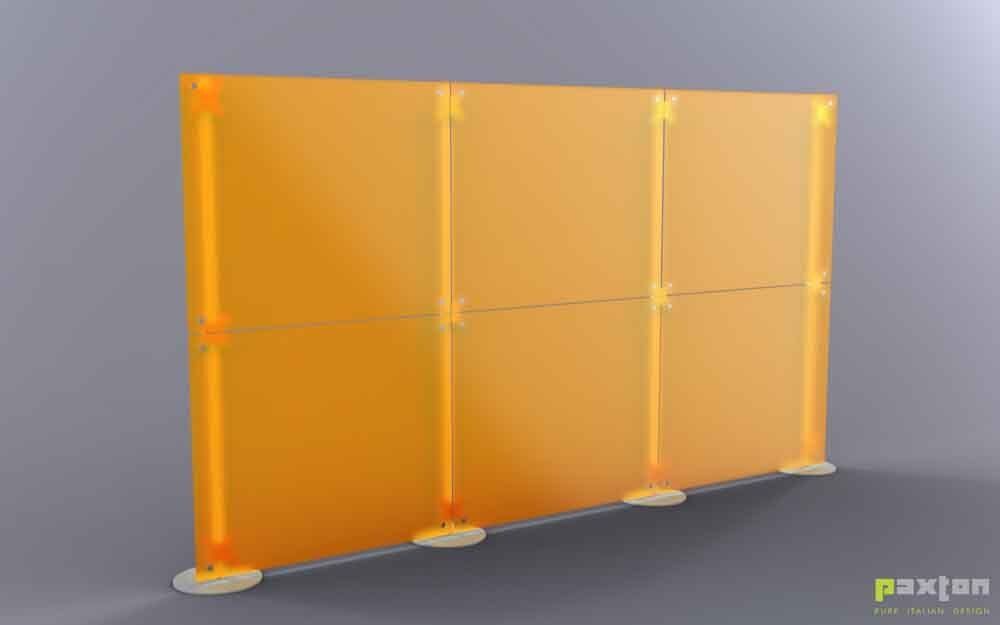 orange self-supporting linear partition wall 3x2