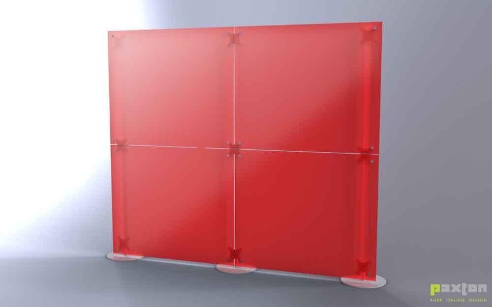 self-supporting linear partition wall red 2x2