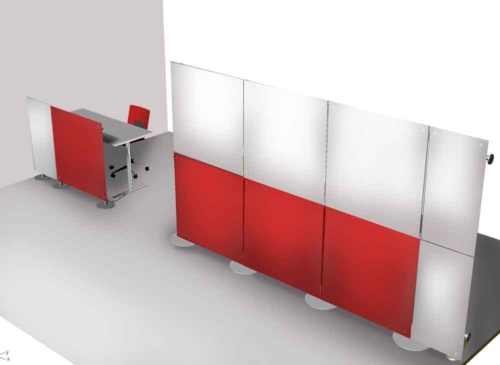 parete divisoria lineare autoportante bianco rosso