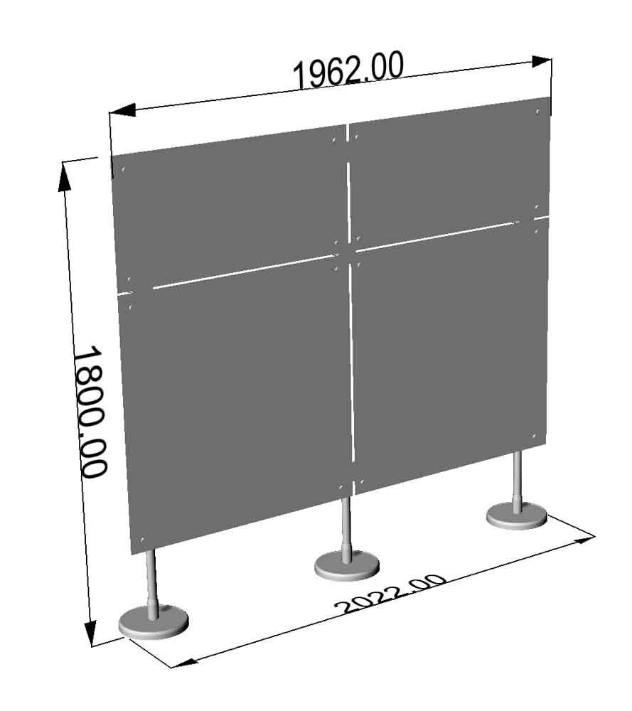 Modulo pannelli autoportanti amovibili lineari 150 cm