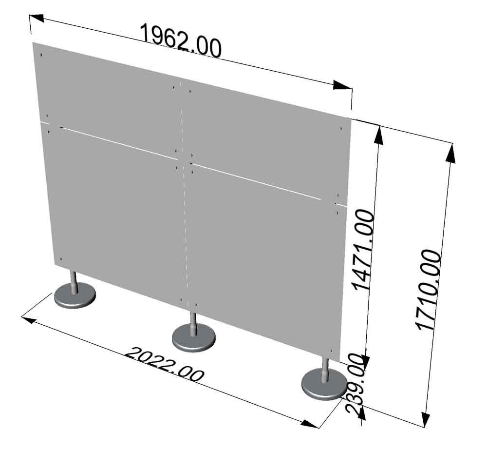 Modulo pannelli autoportanti amovibili lineari 150 cm