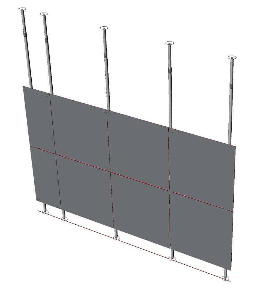 pareti fisse lineari con fissaggio a soffitto