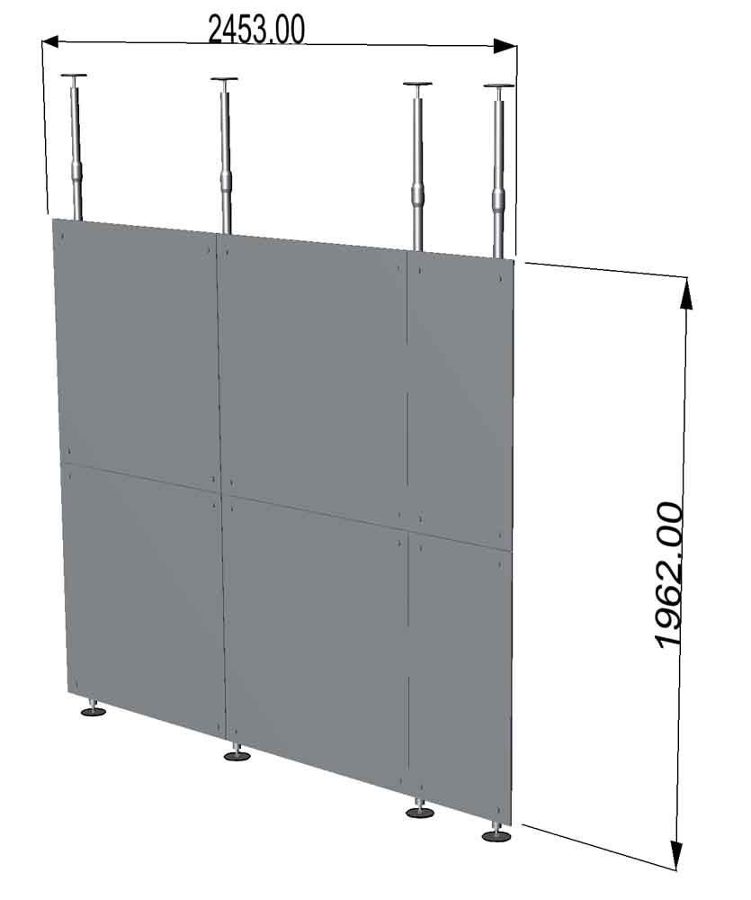 linear fixed walls with ceiling fixing