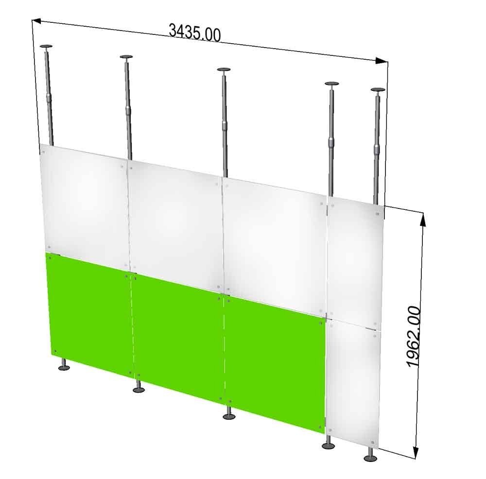 Pareti lineari moduli fissi a soffiitto bianco verde