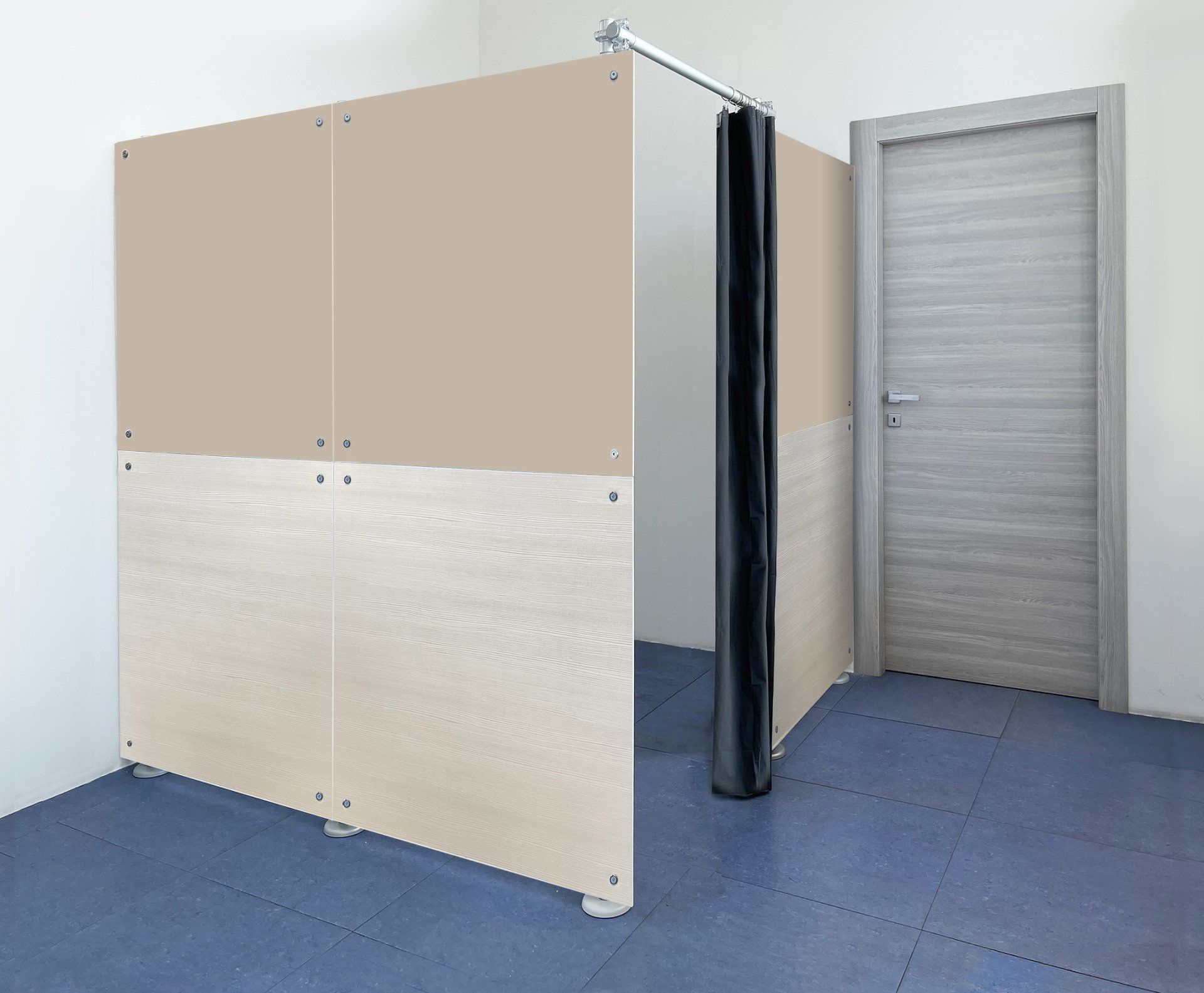 cabina personalizzata texture materico e tinta unita, centri estetici box riservati estetiste