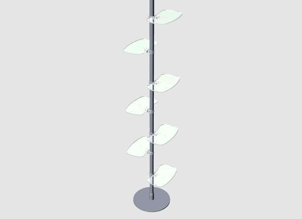 Espositore  totem con mensole componibili per negozi e vetrine