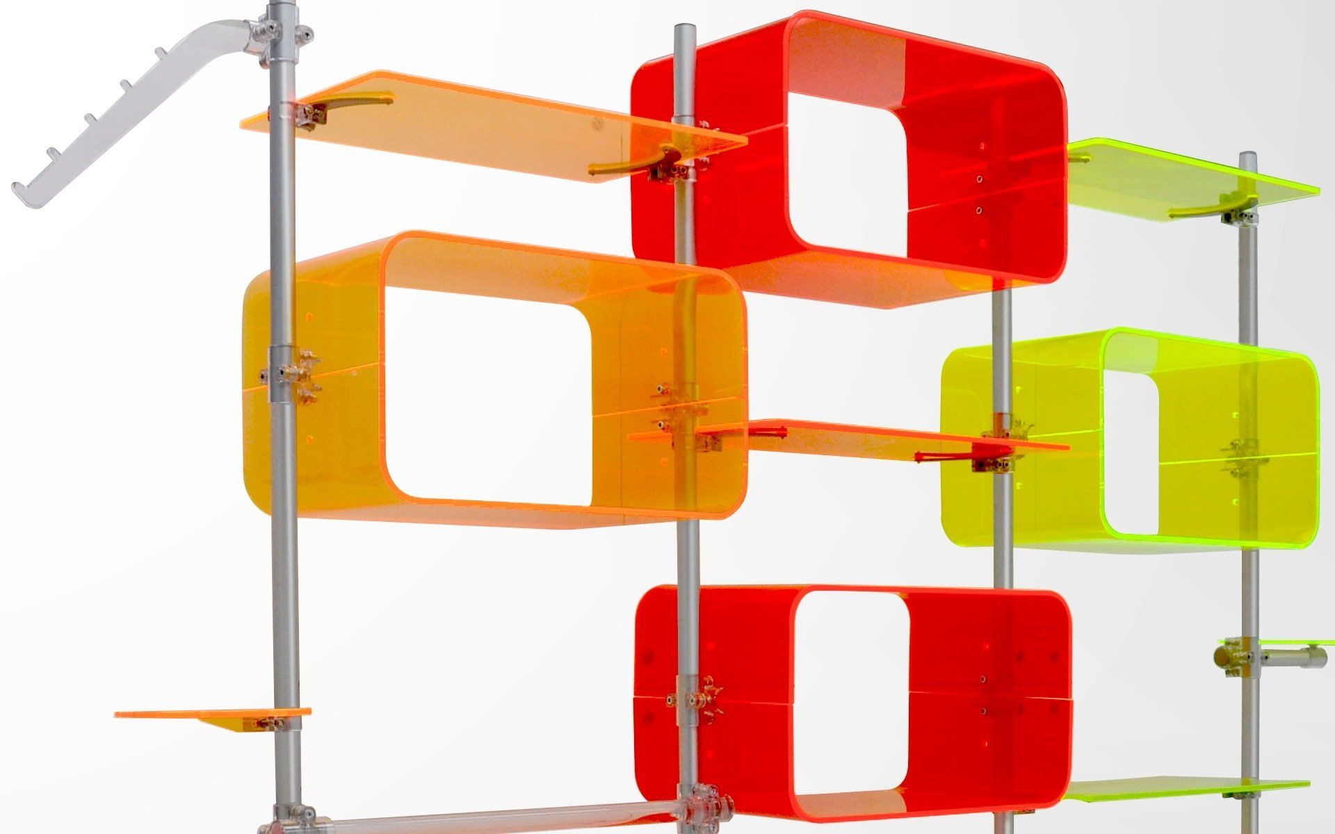 scaffale espositore per vetrina e negozio con ripiani componibili modulare