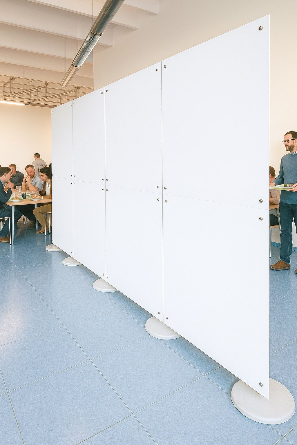 Pannello mobile divisorio tavoli mensa autoportante trasparente
