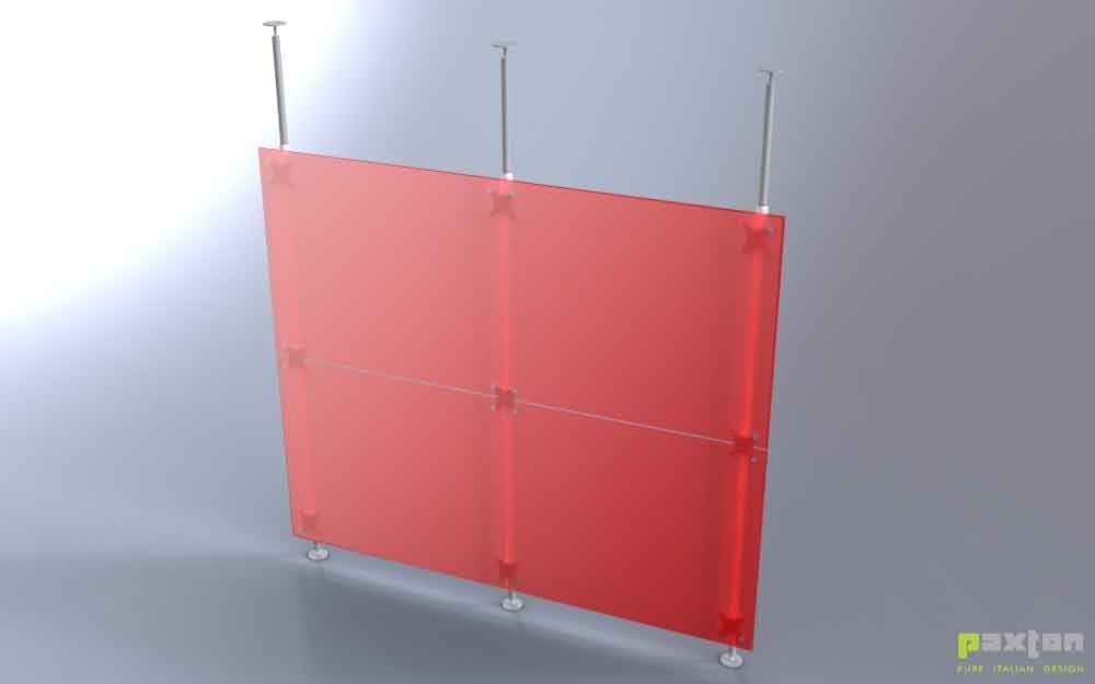 pareti divisorie lineari rosse componibili a soffitto 2x2