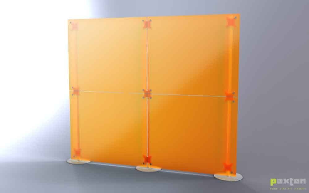 linear self-supporting partition wall orange 2x2