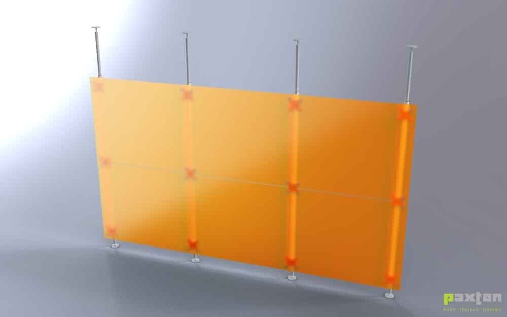 orange linear partition wall 3x2 ceiling mounted