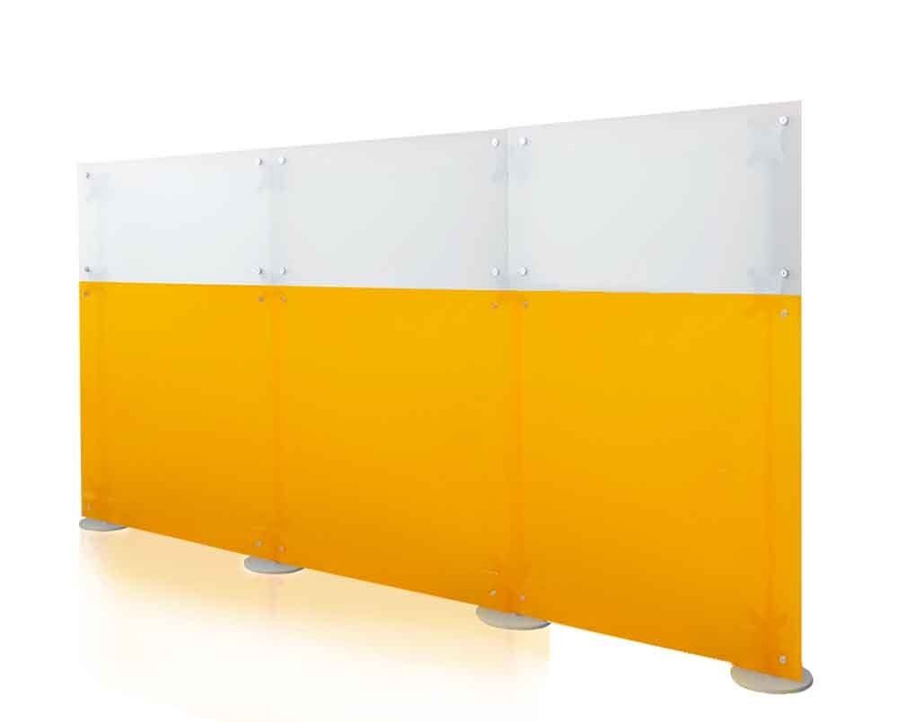 parete divisoria mobile dritta colore bianco arancio satinato
