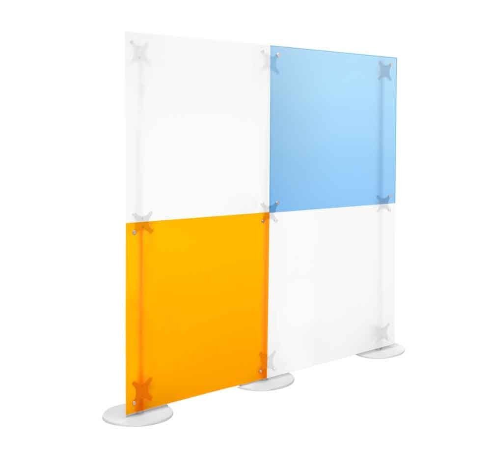 parete divisoria mobile dritta colore bianco blu arancio satinato