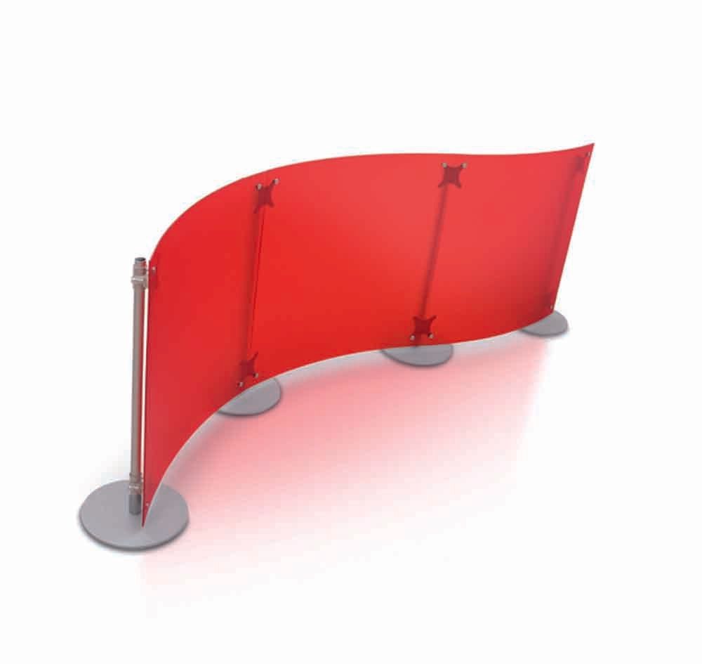 parete divisoria mobile curva bassa colore rosso satinato
