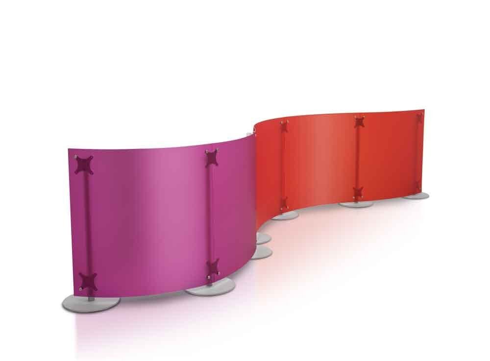 parete divisoria mobile curva bassa colore rosso magenta fucsia satinato