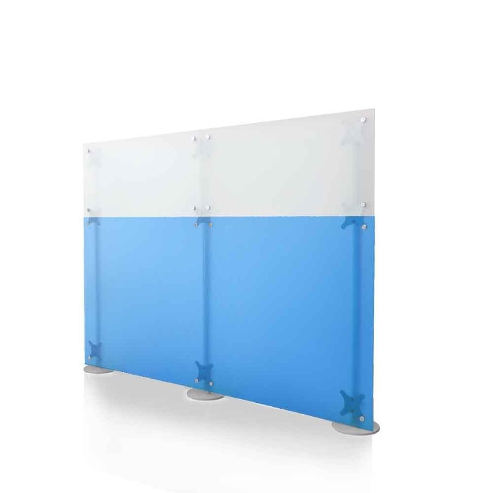 pannello divisorio mobile colore blu e bianco satinato