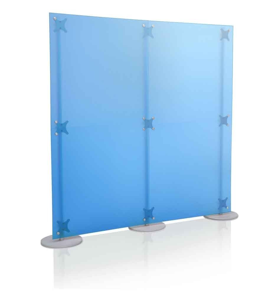 pannello divisorio mobile lineare colore blu satinato