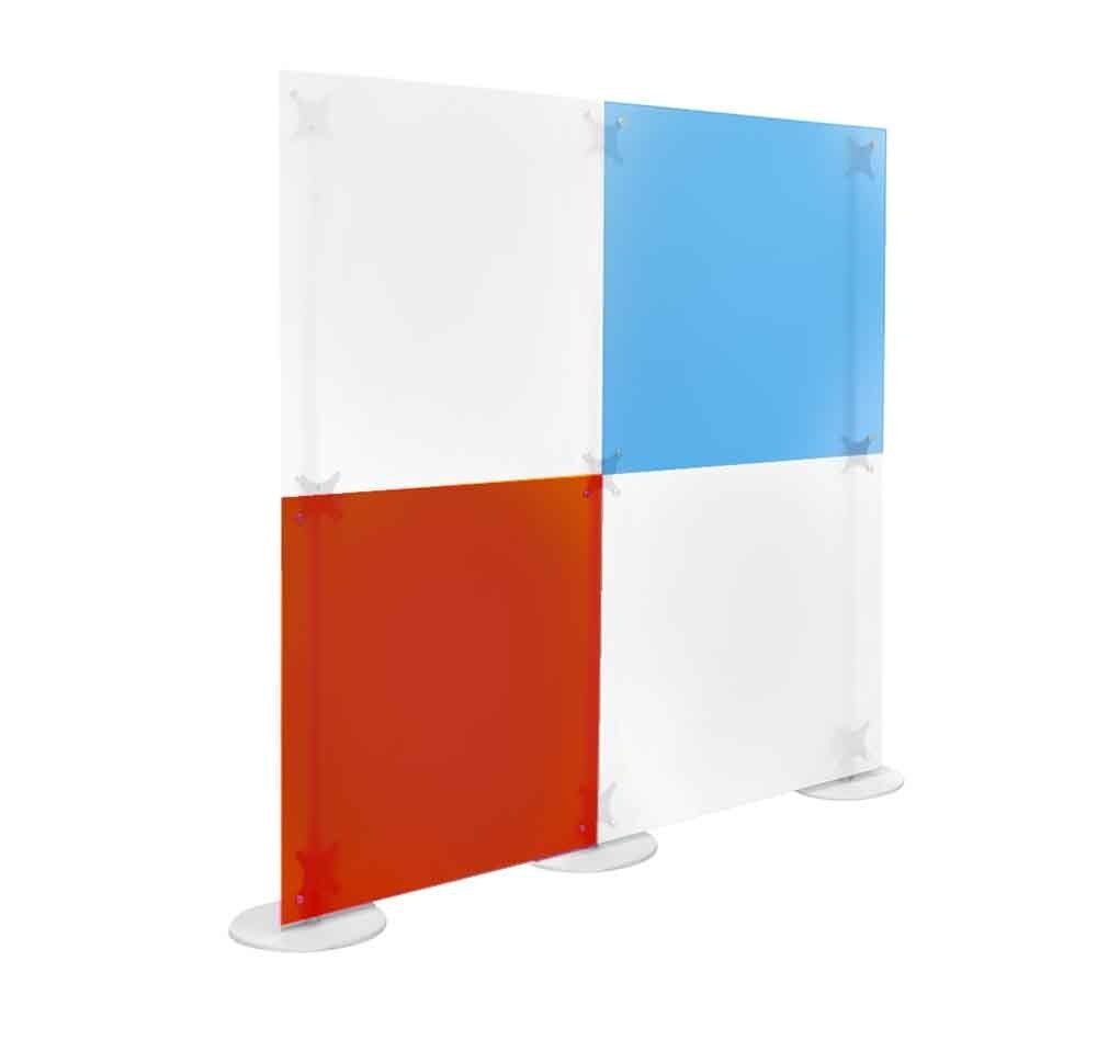 parete divisoria mobile dritta colore bianco blu rosso satinato