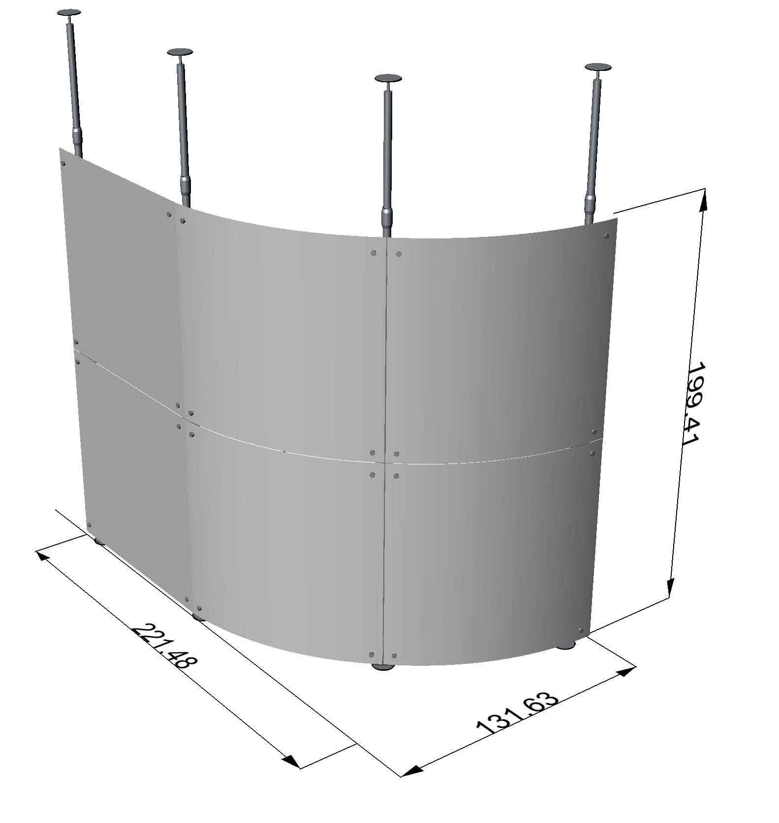 pannelli divisori moduli curvi a soffitto