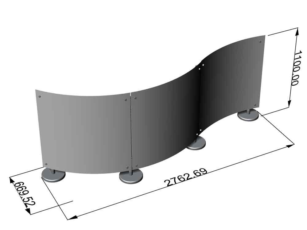 pareti basse curve divisori autoportanti