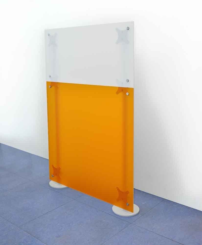 paretina dritta bassa autoportante colore bianco e arancio