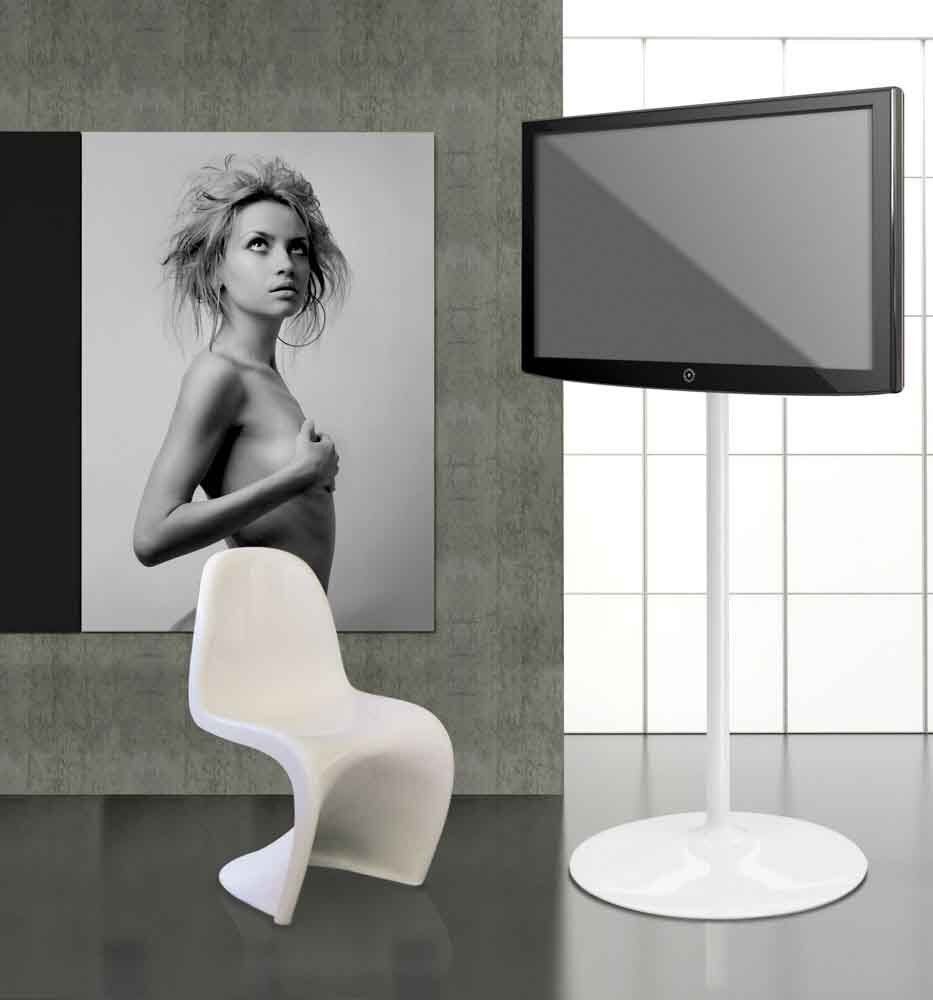 monitor stand line design glossy white color