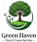 Logo for Green Haven Tree & Lawn Service, featuring a tree inside a green circle, with the company name below.