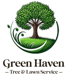 Logo for Green Haven Tree & Lawn Service, featuring a tree inside a green circle, with the company name below.