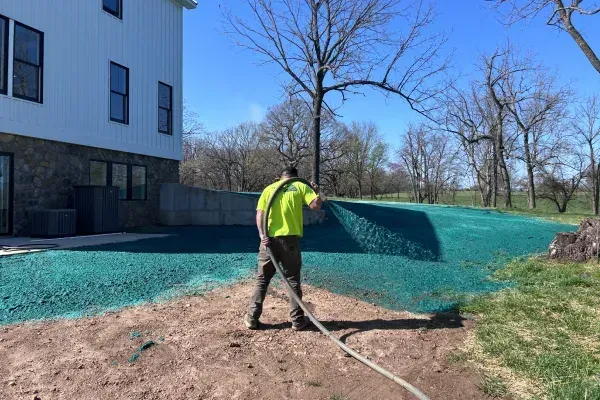 Hydroseeding service for fast and even new lawn establishment