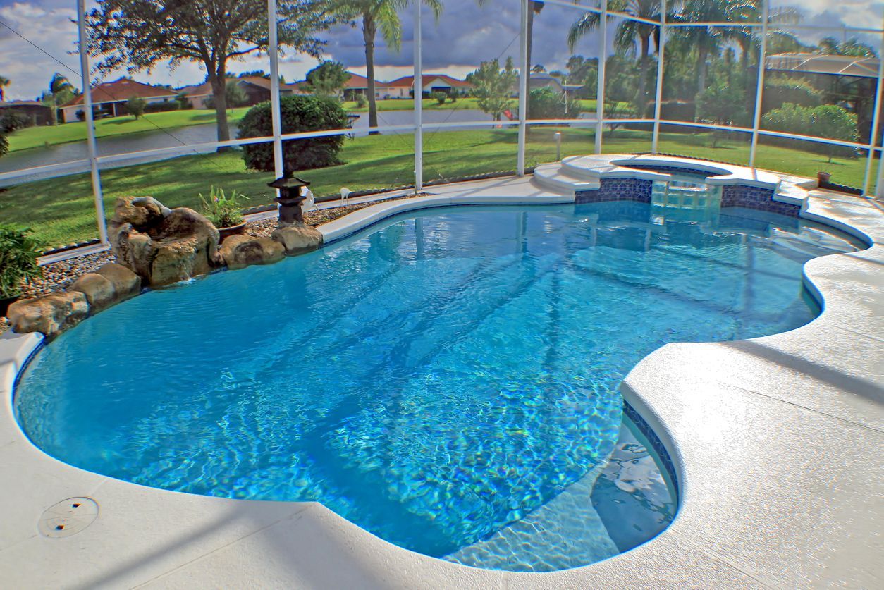 outdoor pool beside the patio