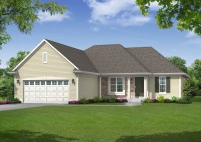 An artist 's impression of a house with a large garage