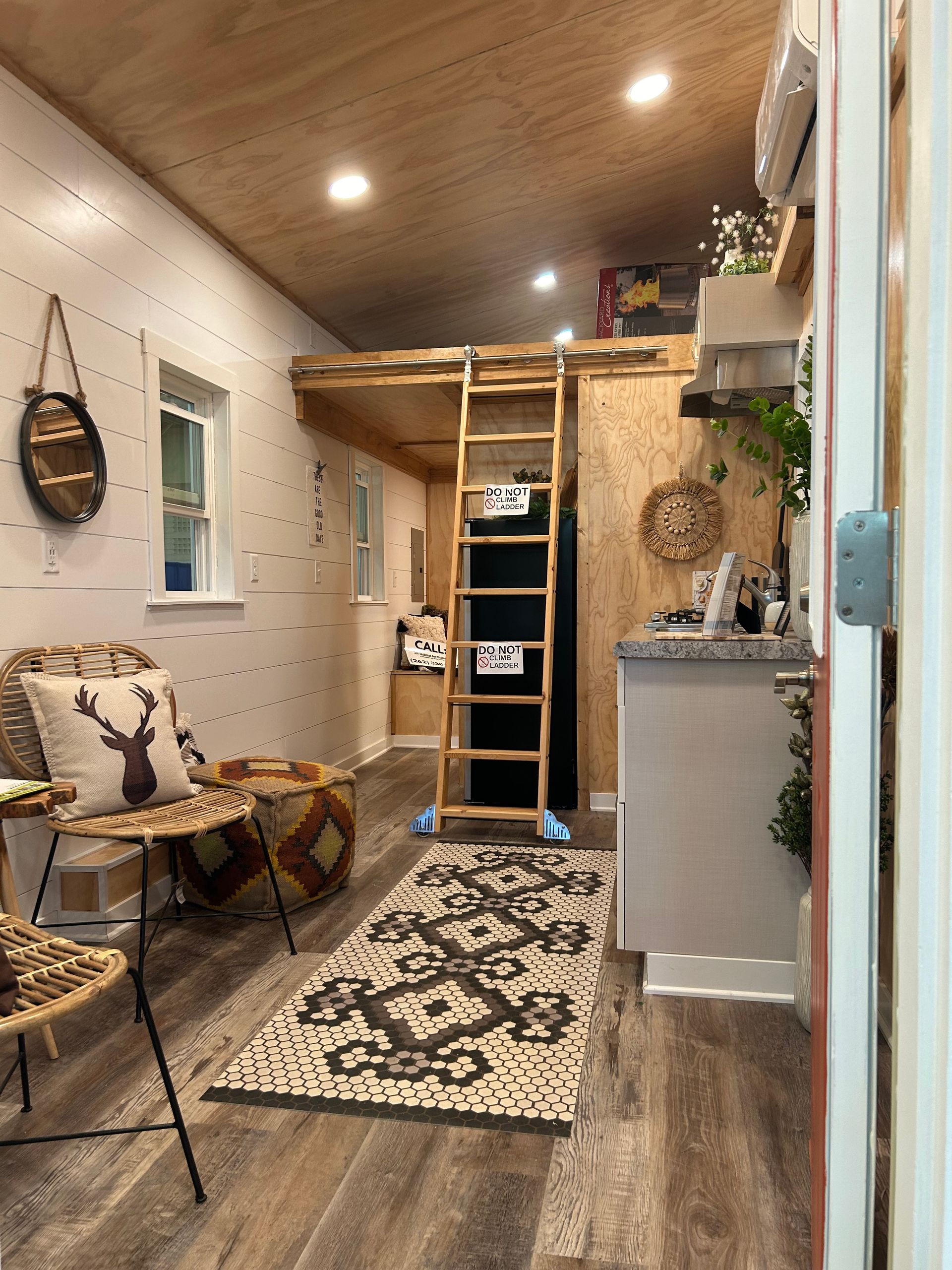 There is a ladder in the middle of the room.