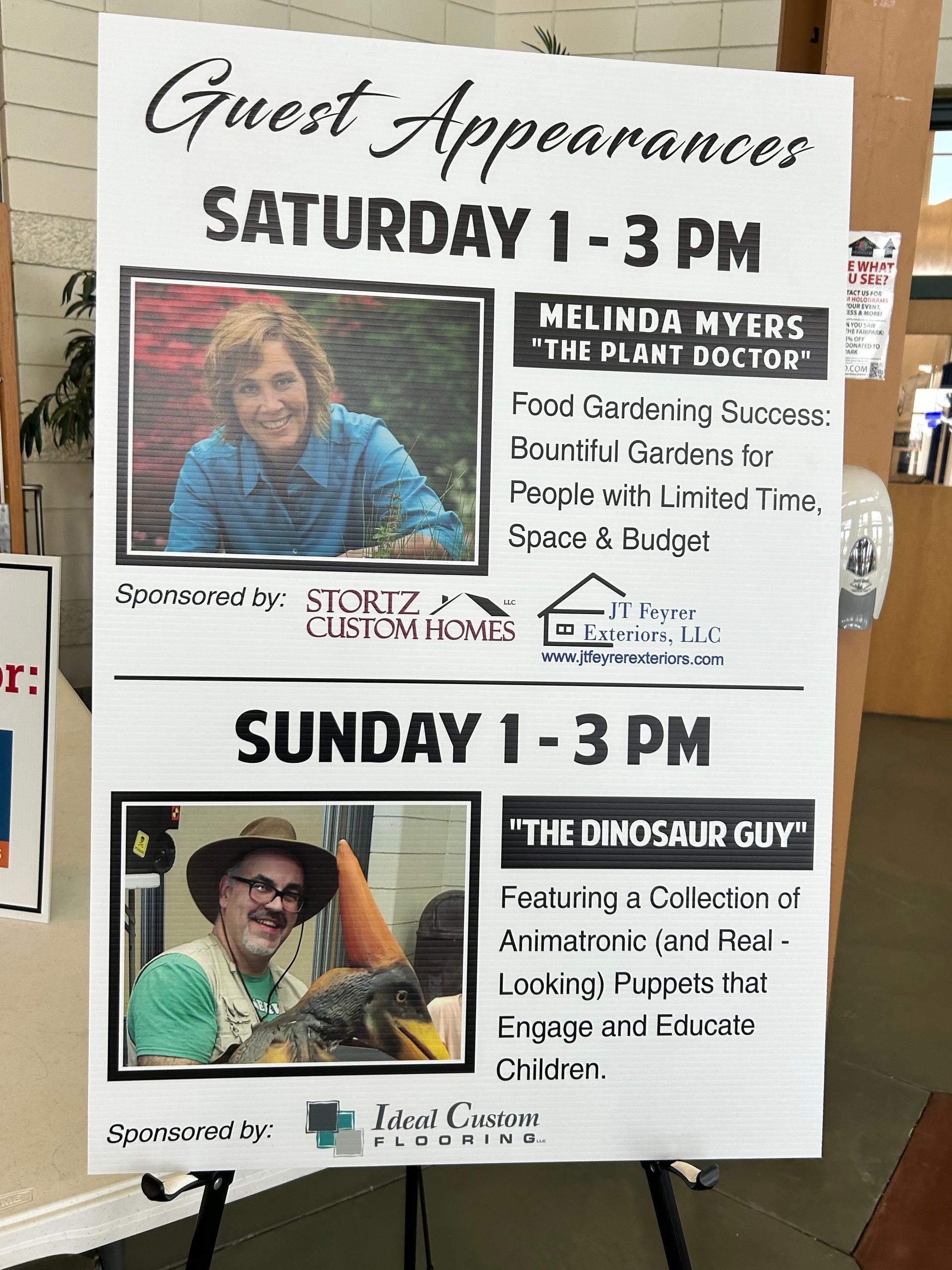 A poster for guest appearances on saturday and sunday