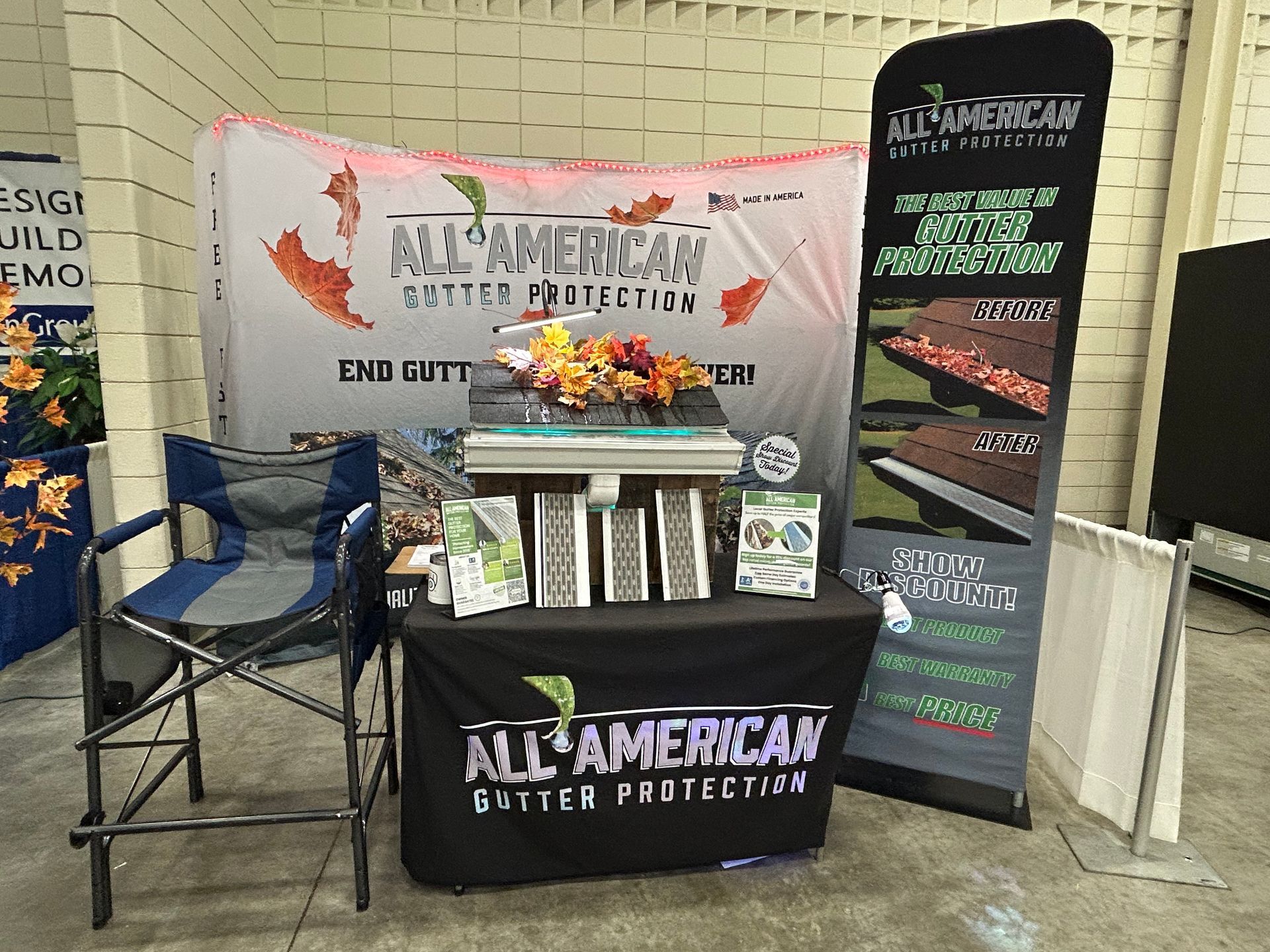 A table with a sign that says all american on it