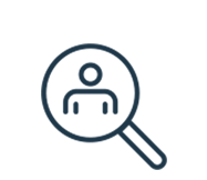 Icon of magnifying glass with person in it