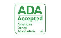 Green ADA Accepted seal from the American Dental Association.