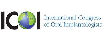 Logo of the International Congress of Oral Implantologists: ICOI with a globe, text in dark and light blue.