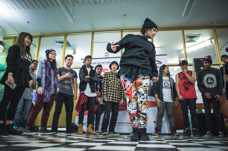 Participants in the RMIT Link Bust A Groove Dance Competition. 
