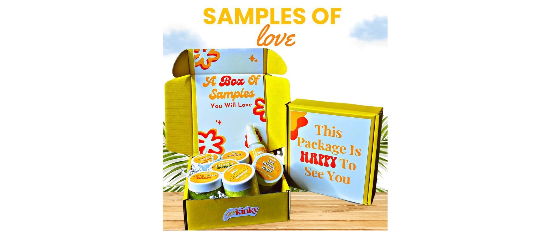 a yellow box with samples of love written on it
