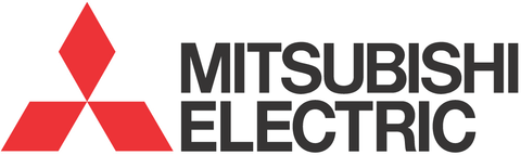 Mitsubishi Electric logo with red three-diamond icon and gray company name