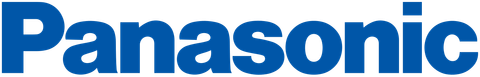 Blue Panasonic logo on a white background