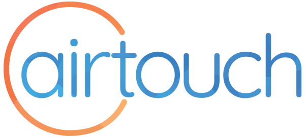 Airtouch logo in blue and orange, with an orange circular arc around the text