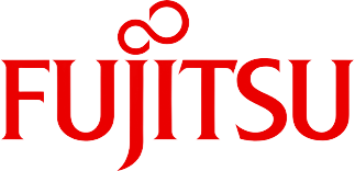 Red Fujitsu logo on a white background
