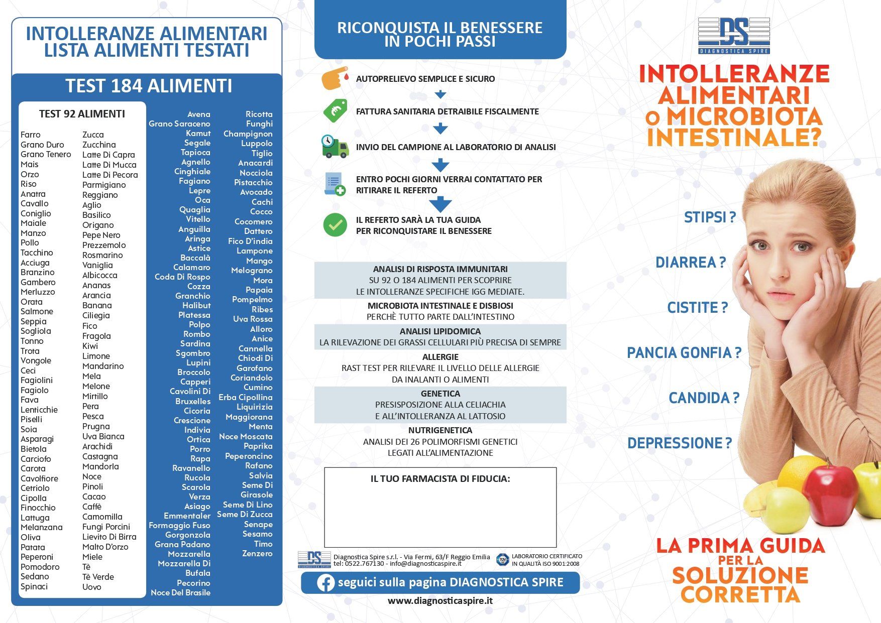 test intolleranze alimentari brochure
