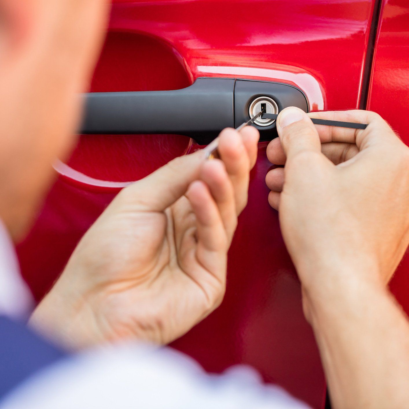 Man Unlocking the Car Door — Dallas, TX — Locksmith