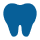 A blue tooth icon on a white background.