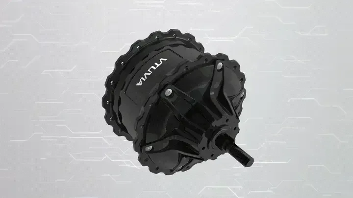 Black bicycle gear hub with chain, isolated on light gray background