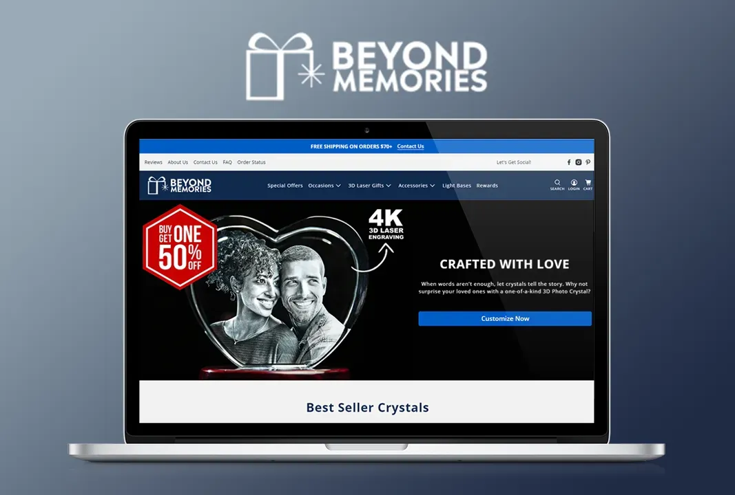 A laptop is open to a website called beyond memories